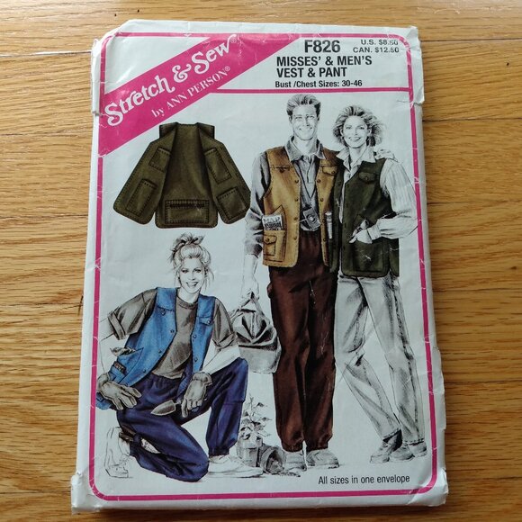 Vintage Vest and Japanese Garden Pants Sewing Pattern Pockets Men's Women's - Picture 1 of 8